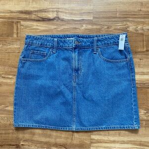 NWT Old Navy 12 Mid Rise Wow Blue Medium Wash Denim Mini Skirt Chic Festival